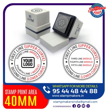round stamp 40mm sun