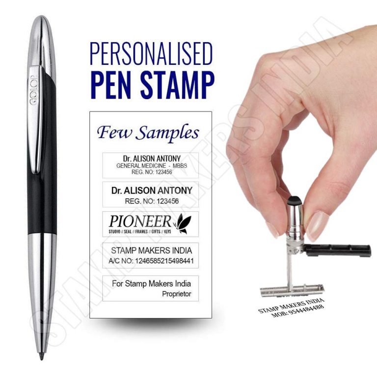 Pen Stamp, Pen with stamp pad, Pen seal, Pen with seal pad, Stamp pen