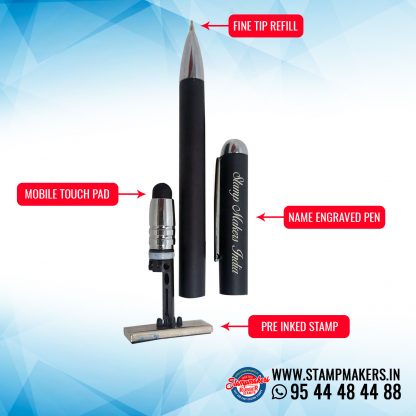 Executive Pen Stamp,  Pen Stamp Alu Magnet Touch With Name Engraved on the top - Image 3