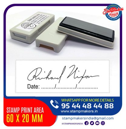 Signature Stamp with Date / Pocket Stamp 60x20 mm