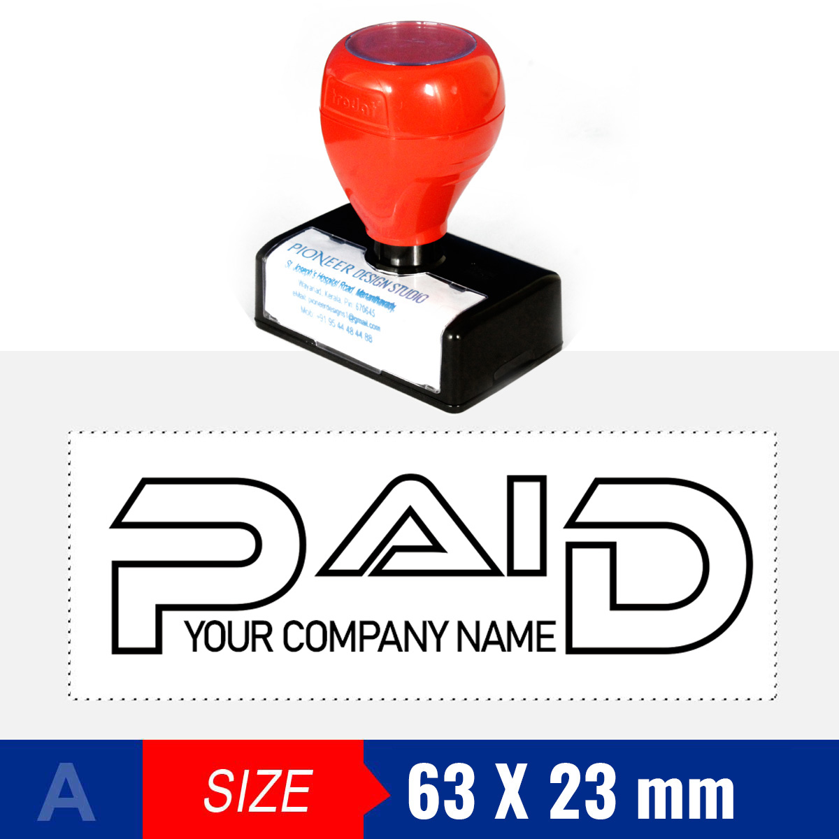 Custom Rubber Stamp with Your Artwork or Logo-3 Sizes Available