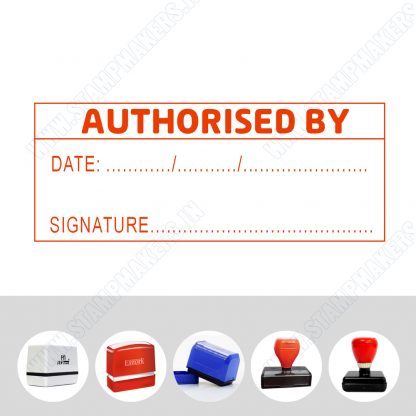 AUTHORISED BY PRE-INK STAMP - 52mm x 22mm