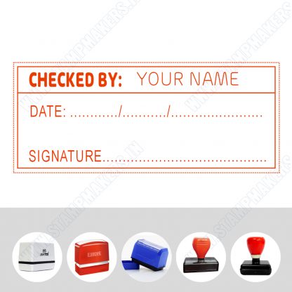CHECKED BY PRE-INK STAMP - 52mm x 22mm
