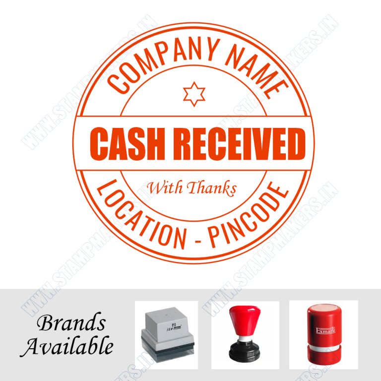 CASH RECEIVED Round stamp with company name 30mm, CASH RECEIVED Round