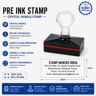 crystal handle pre ink stamps