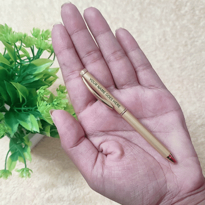 Personalized golden color min ball pen, Name engraved mini golden color pen, Pen for Gift, Name Printed Pen (Pack of 1 Pen) - Image 2