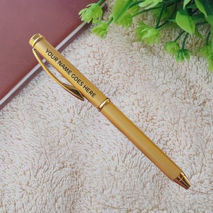 Personalized golden color min ball pen, Name engraved mini golden color pen, Pen for Gift, Name Printed Pen (Pack of 1 Pen)