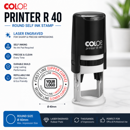 Self Ink Round Stamp - Colop Printer R40