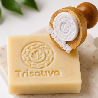 Wooden handle soap stamp