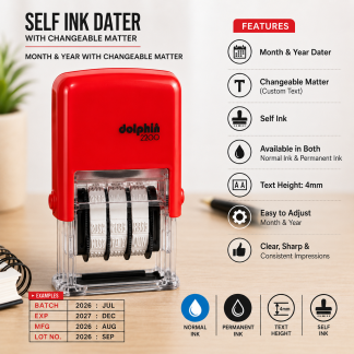 Self Ink Dater with Changeable Matter | Batch, MFG & EXP Month Year Stamp