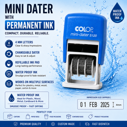 mini dater with water proof ink